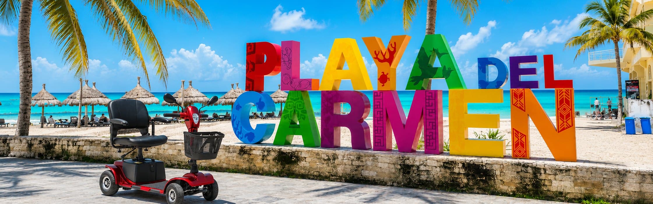 Tourist enjoying an electric scooter in Playa del Carmen